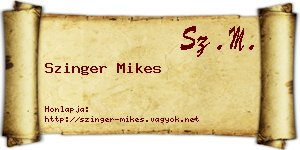 Szinger Mikes névjegykártya